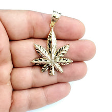 Load image into Gallery viewer, 10k yellow gold marijuana leaf weed pendant charm fine gift medical jewelry 3.5g

