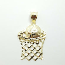 Load image into Gallery viewer, 10k yellow gold basketball net hoop pendant charm sport fine gift jewelry 2.7g
