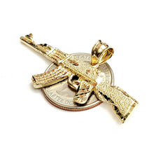Load image into Gallery viewer, 14k yellow Gold AK-47 machine gun military rifle Pendant charm fine gift 4.3g
