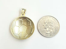 Load image into Gallery viewer, New 10k yellow Gold soccer ball Pendant charm sport fine gift jewelry 0.97" 2.6g
