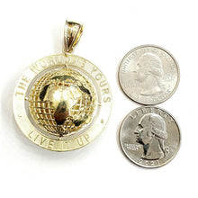 Load image into Gallery viewer, 10k yellow gold round globe planet earth world map pendant 2 sides 3D gift 11.7g

