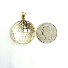 Load image into Gallery viewer, New 10k yellow gold round globe planet earth world map pendant jewelry 1.08" 3g
