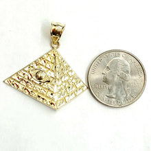 Load image into Gallery viewer, 10k yellow solid Gold Egyptian pyramid eye Pendant diamond cut fine jewelry 4g
