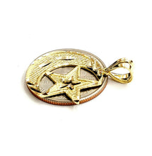 Load image into Gallery viewer, 10k yellow gold moon and star pendant charm diamond cut astronomy jewelry 1.8g
