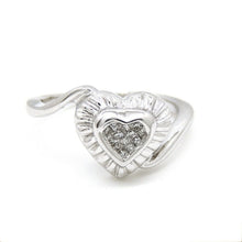 Load image into Gallery viewer, 0.14Ct Natural Diamond In 14k white Gold Women&#39;s heart Ring fine gift Size 6.75
