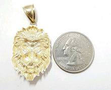 Load image into Gallery viewer, 14k yellow solid Gold lion Leo head face zodiac Pendant charm fine jewelry 4.6g
