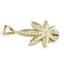 Load image into Gallery viewer, 10k yellow gold marijuana leaf weed pendant charm fine gift medical jewelry 8.2g
