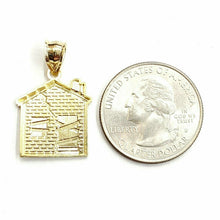 Load image into Gallery viewer, New 10k yellow gold trap house pendant charm diamond cut gift fine jewelry 1.8g
