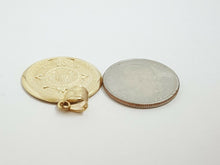 Load image into Gallery viewer, 14k yellow solid Gold Aztec mayan sun calendar azteca pendant jewelry 1.02" 3.6g
