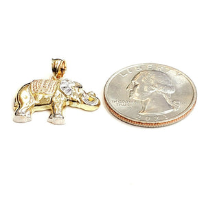 14k multi tone Gold elephant Pendant charm unisex good luck fine jewelry 2.2g