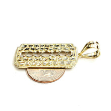 Load image into Gallery viewer, 10k yellow gold nugget razor blade pendant charm diamond cut fine Jewelry 6.7g

