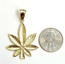 Load image into Gallery viewer, 10k yellow gold marijuana leaf weed pendant charm fine gift medical jewelry 3.5g
