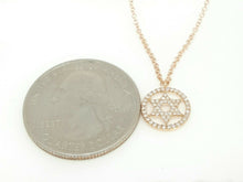 Load image into Gallery viewer, 14k Rose Gold 0.12Ct Round Diamond star of David necklace 18&quot; adjustable chain
