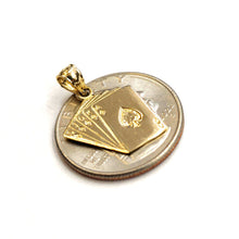 Load image into Gallery viewer, 14k yellow Gold royal flush spade A K Q J 10 poker cards Pendant jewelry 1.5g
