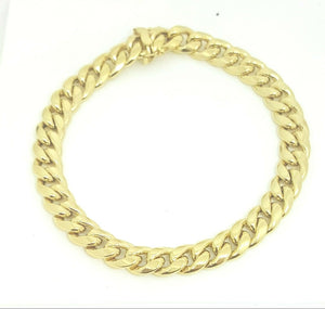 New 10K yellow gold 9mm hollow Cuban Miami bracelet Fine gift jewelry 9" 20.9g