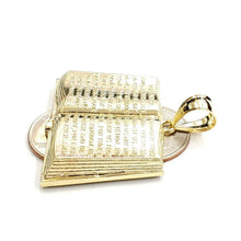 Load image into Gallery viewer, 10k yellow gold lord's prayer book our father bible verse pendant jewelry 13.5g
