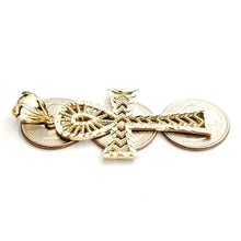 Load image into Gallery viewer, New 10k yellow gold Egyptian ankh cross pendant charm diamond cut religious 6g

