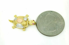 Load image into Gallery viewer, New 14k multi color gold turtle full body pendant charm gift fine jewelry 2.9g
