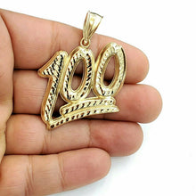 Load image into Gallery viewer, New 10K Solid Yellow Gold Diamond Cut One Hundred 100 Charm Pendant jewelry 6.6g
