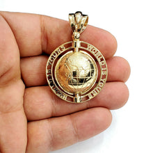 Load image into Gallery viewer, New 10k yellow gold 3D Spinning round globe planet earth world map pendant 15.8g
