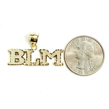 Load image into Gallery viewer, New 10k yellow gold BLM black lives matter pendant charm fine gift unisex 2.5g
