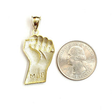 Load image into Gallery viewer, 10k yellow gold fist BLM black lives matter pendant charm jewelry unisex 2.7g
