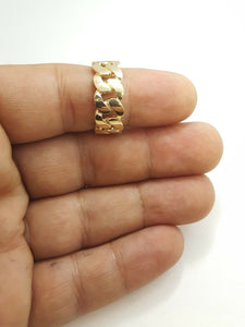 14K solid Yellow Gold 9mm Cuban link Ring Band fine gift jewelry 10.1g size 9