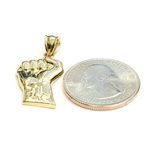 Load image into Gallery viewer, 10k yellow gold fist BLM black lives matter pendant charm jewelry unisex 1.9g
