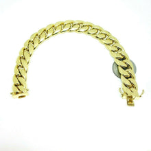 Load image into Gallery viewer, 10K yellow gold 14.75mm hollow Cuban Miami bracelet Fine gift jewelry 9&quot; 53.8g
