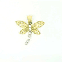 Load image into Gallery viewer, New 14k two tone Gold dragonfly Pendant charm gift fine jewelry for her 1.2g
