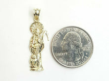 Load image into Gallery viewer, 10k yellow gold Santa muerte holy death Pendant fine gift jewelry unisex 1.6g
