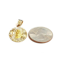 Load image into Gallery viewer, 14k yellow gold oval virgin Mary Guadalupe religious pendant diamond cut 2.2g
