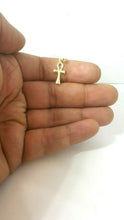 Load image into Gallery viewer, 14k yellow gold tiny Egyptian ankh cross pendant charm religious jewelry 0.5g
