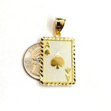 Load image into Gallery viewer, 10k yellow Gold Ace of spade Pendant playing card gambling fine jewelry 4.9g
