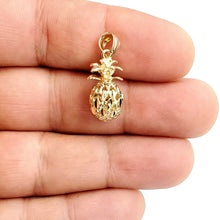 Load image into Gallery viewer, 14k yellow gold pineapple 3D diamond cut fruit pendant charm fine jewelry 2.7g
