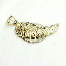 Load image into Gallery viewer, 10k Yellow Gold Single Angel Wing Pendant Diamond Cut Unisex fine jewelry 3.7g

