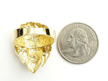 Load image into Gallery viewer, 10k yellow gold lion head zodiac Leo men&#39;s Ring diamond cut fine jewelry Size 9
