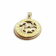 Load image into Gallery viewer, 14k yellow Gold round Capricorn Sea Goat zodiac Pendant charm fine jewelry 2.6g
