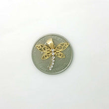 Load image into Gallery viewer, New 14k two tone Gold dragonfly Pendant charm gift fine jewelry for her 1.2g
