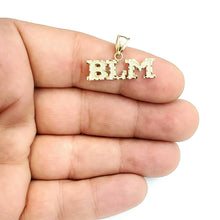 Load image into Gallery viewer, New 10k yellow gold BLM black lives matter pendant charm fine gift unisex 1.6g
