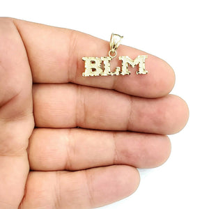 New 10k yellow gold BLM black lives matter pendant charm fine gift unisex 1.6g