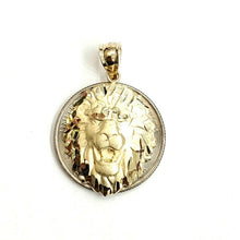 Load image into Gallery viewer, 14k yellow solid Gold lion Leo head face Pendant charm fine gift jewelry 3.1g
