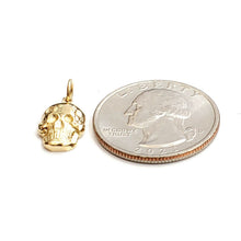 Load image into Gallery viewer, New 14k yellow Gold tiny Skull mummy dead Bone Pendant Gift fine jewelry 1.3g
