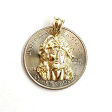Load image into Gallery viewer, 10k yellow gold Tiny Jesus face head pendant charm fine religious jewelry 1.2g
