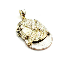 Load image into Gallery viewer, New 10k solid yellow Gold Chief face head Pendant diamond cut fine jewelry 4g
