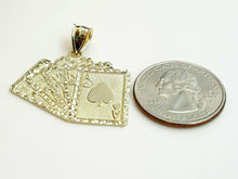 Load image into Gallery viewer, 10k yellow solid Gold playing card Pendant charm casino fine jewelry unisex 3.3g
