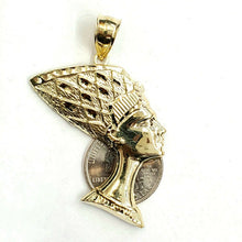 Load image into Gallery viewer, 10k yellow solid Gold Egyptian queen Nefertiti head Pendant fine jewelry 6.4g
