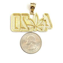 Load image into Gallery viewer, 10k yellow Gold 4/20 marijuana word Pendant charm diamond cut fine jewelry 7.3g
