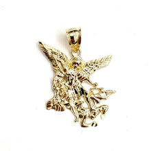 Load image into Gallery viewer, New 10k yellow gold saint Michael pendant charm fine religious gift jewelry 2.3g
