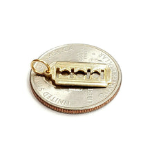 Load image into Gallery viewer, 14k yellow gold tiny razor blade pendant charm Fine Jewelry Gifts unisex 0.7g

